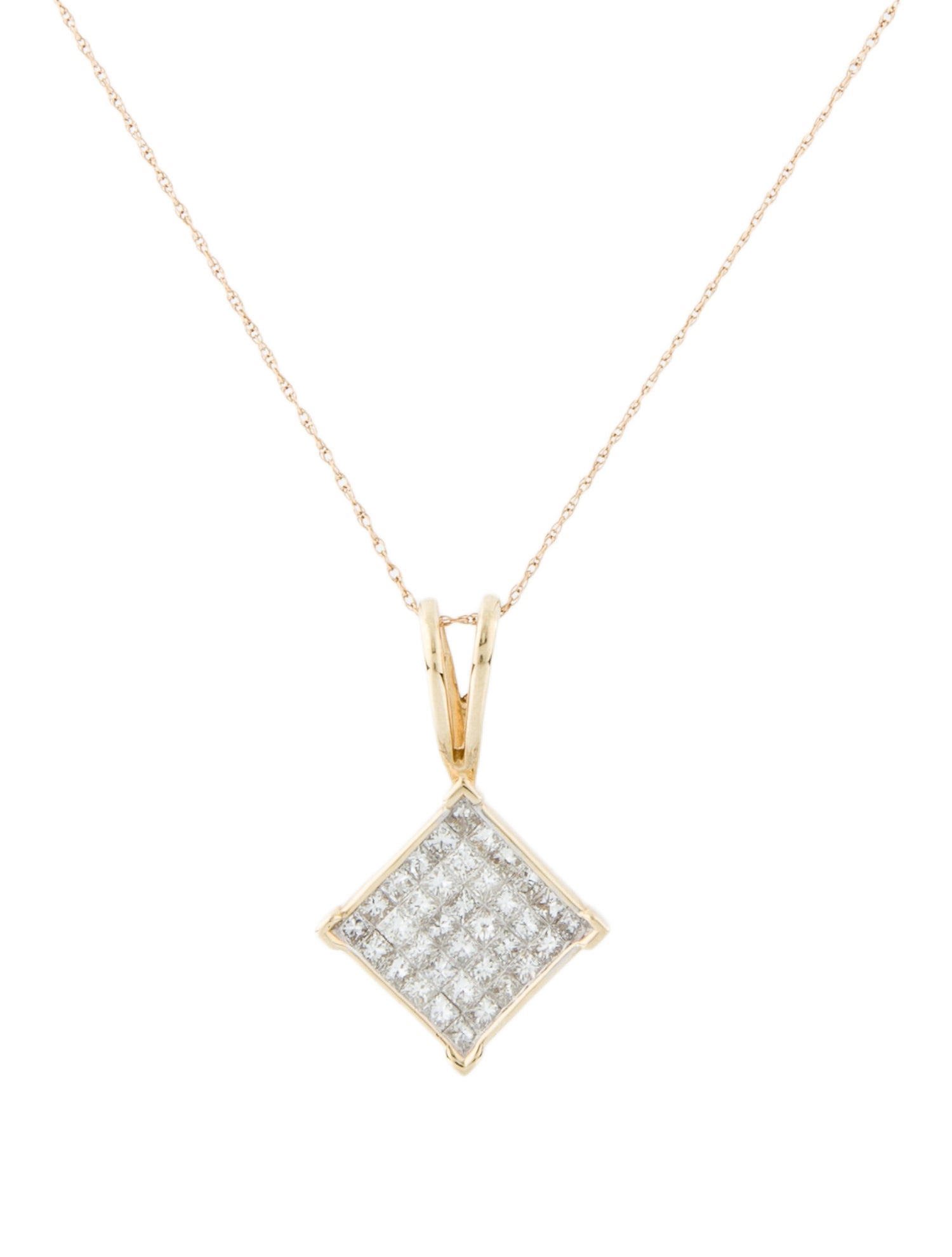 Pendant 14K 1.10ctw Diamond Square
