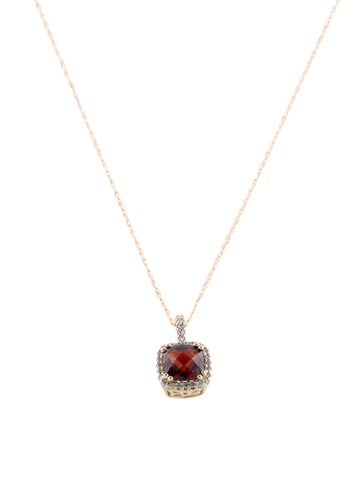 Pendant Necklace 14K Garnet & Diamond
