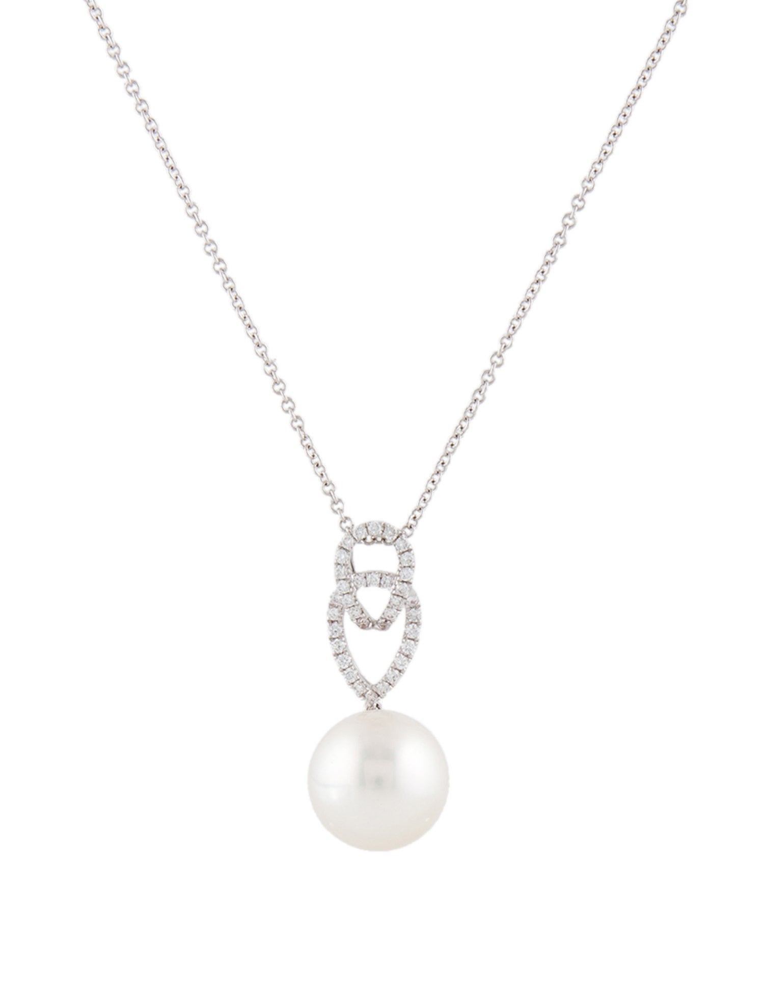 Pendant 18K Pearl & Diamond Pendant Necklace