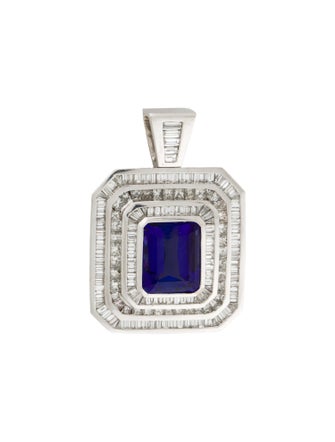 Pendant 18K 20.50ct Tanzanite & Diamond Triple Halo Pendant