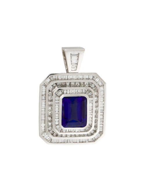 Pendant 18K 20.50ct Tanzanite & Diamond Triple Halo Pendant