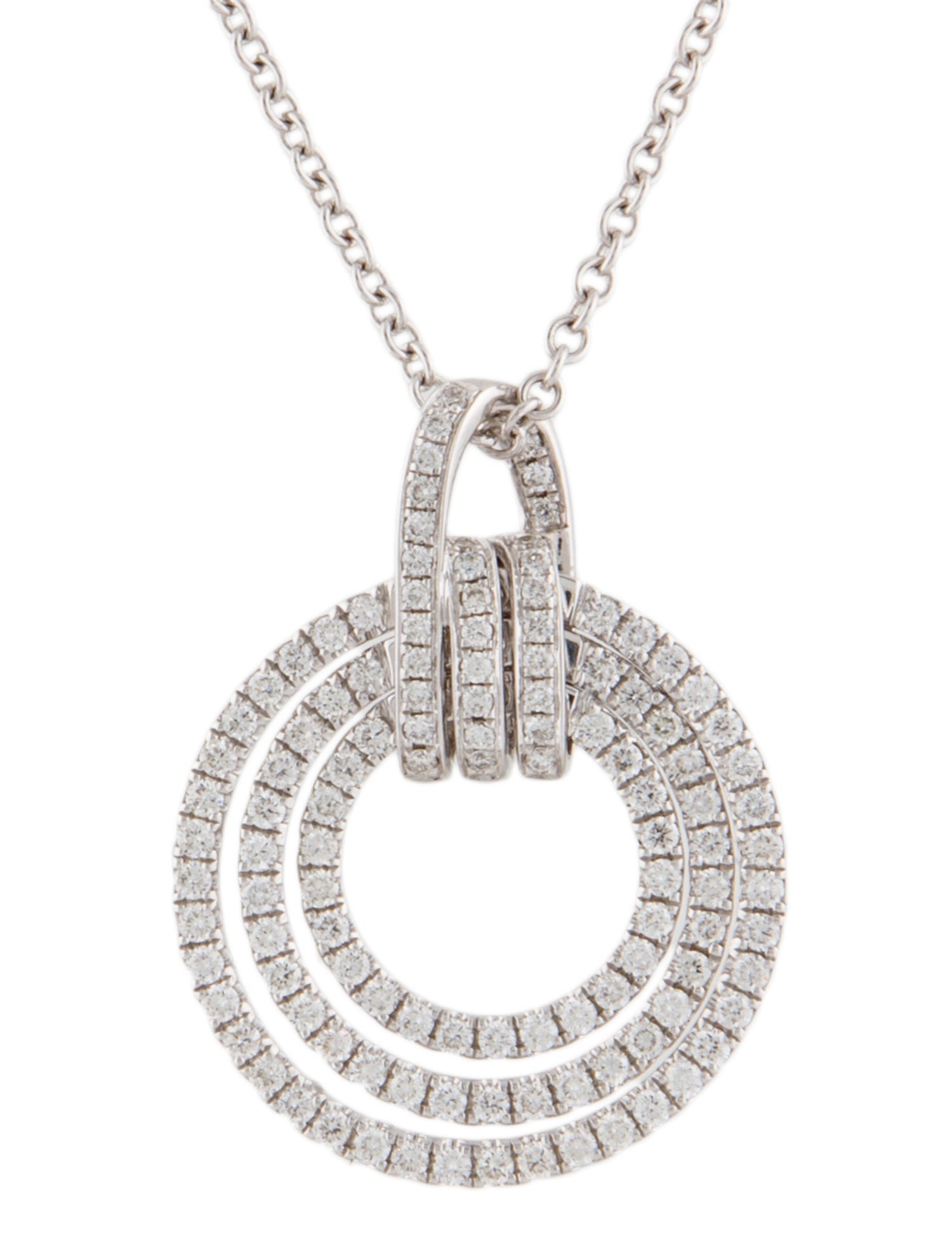 Pendant 18K Diamond Triple Open Circle Pendant Necklace