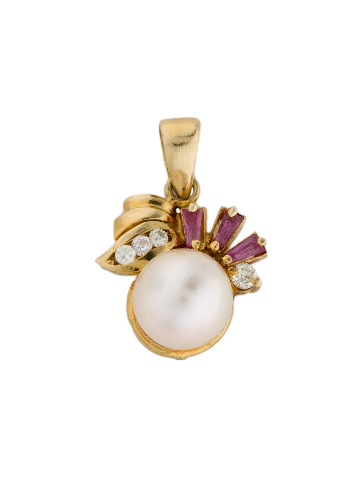Pendant 14K Pearl, Ruby & Diamond Pendant