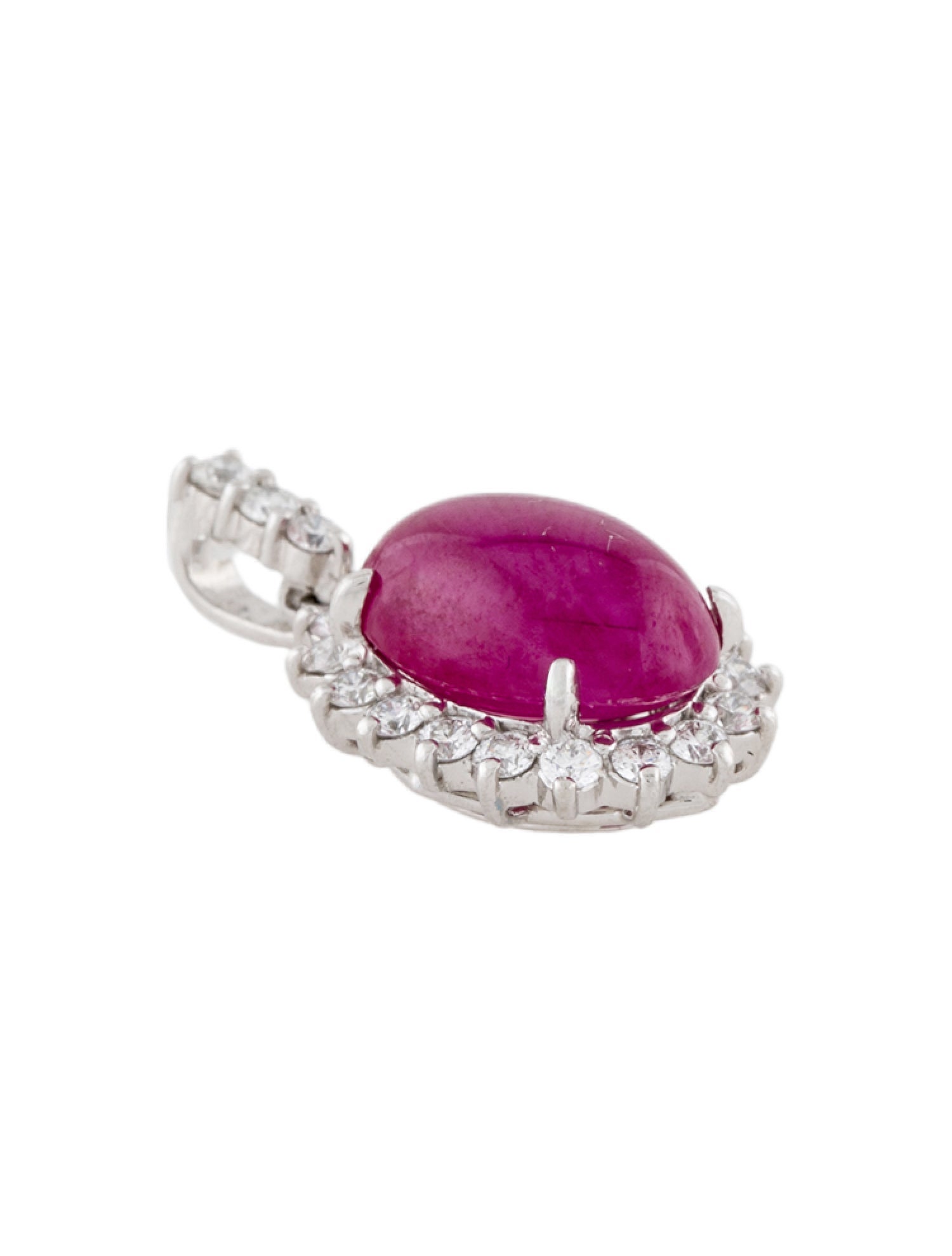 Pendant Platinum 5.84ct Cabochon Ruby & Diamond Halo