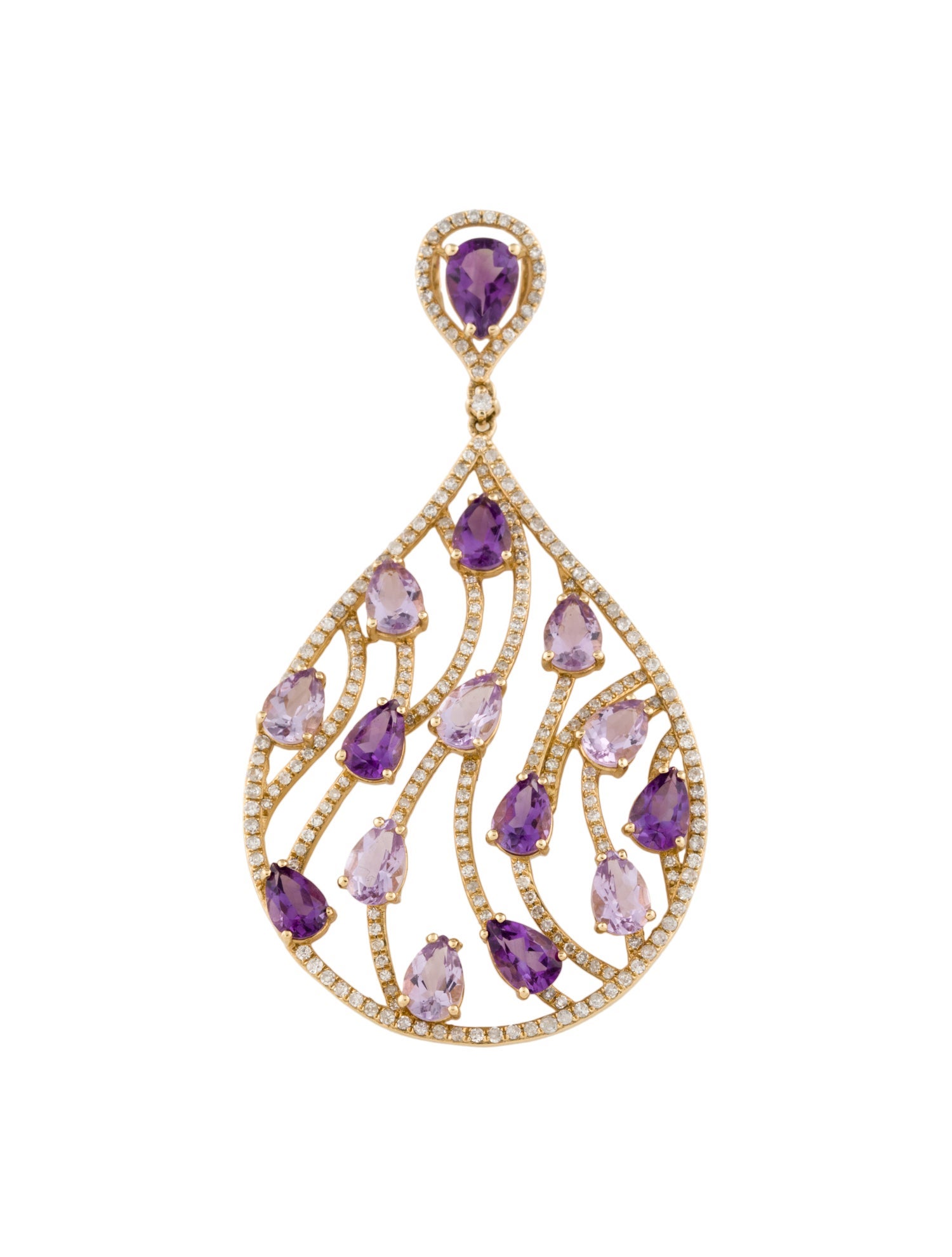Pendant 14K 5.79ctw Amethyst & Diamond Drop Pendant