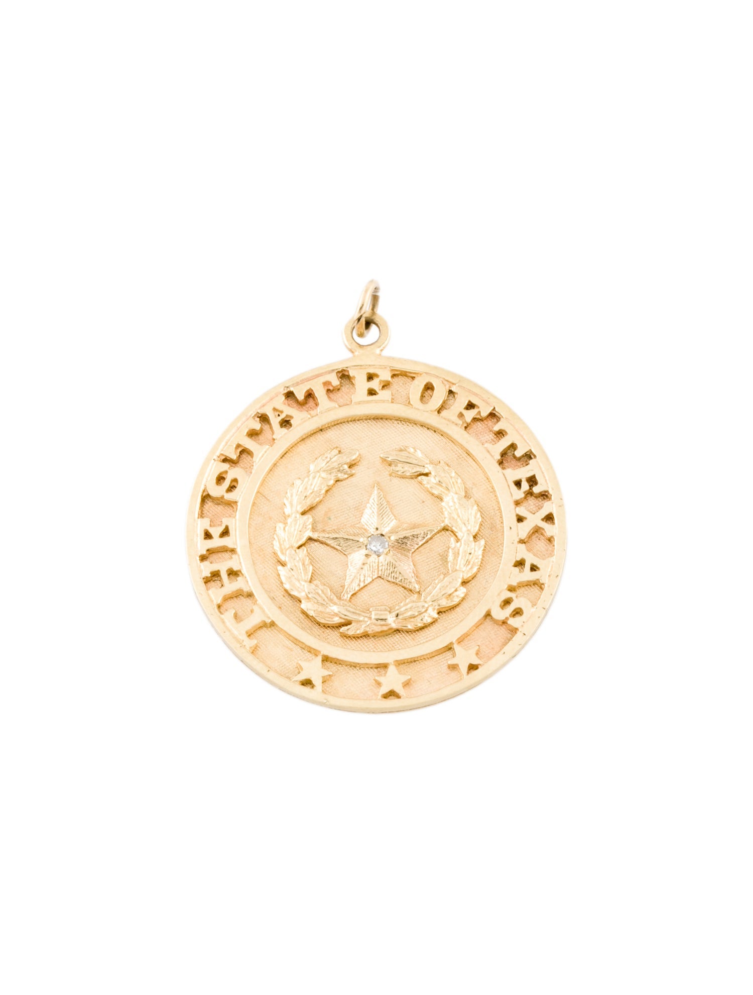 Pendant 14K Diamond The State of Texas Seal