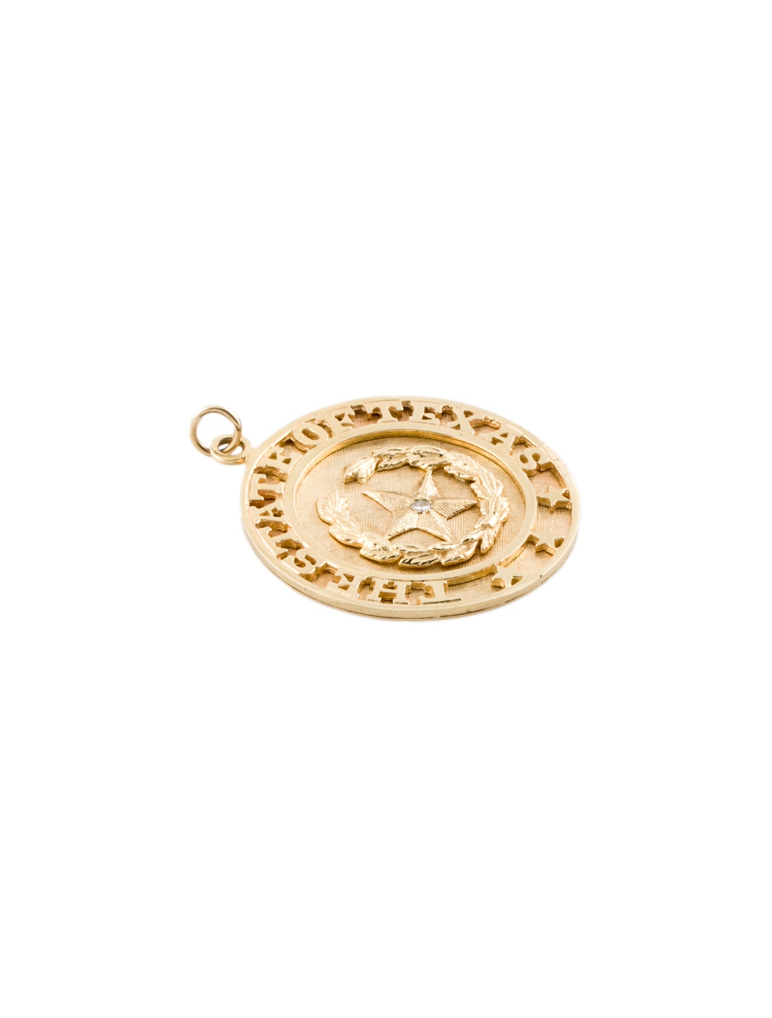 Pendant 14K Diamond The State of Texas Seal