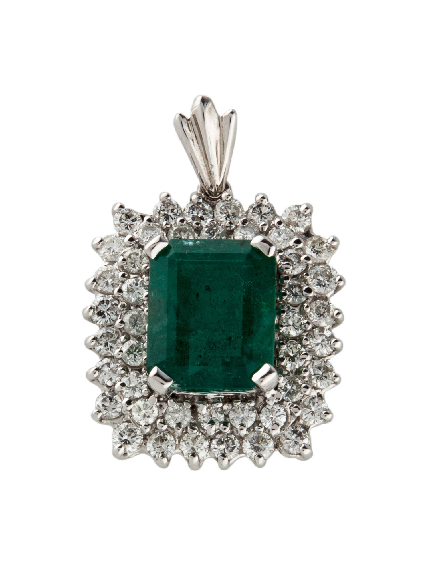 Pendant 14K 8.07ct Emerald & Diamond Pendant