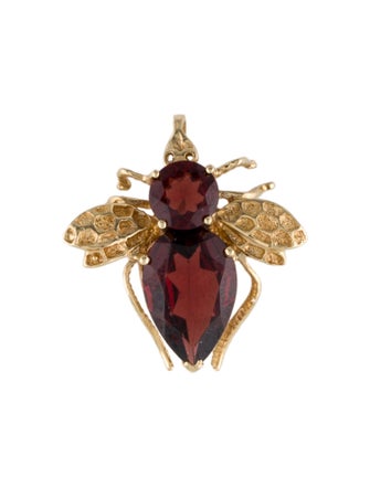 Pendant 14K Garnet Bug Brooch Pendant