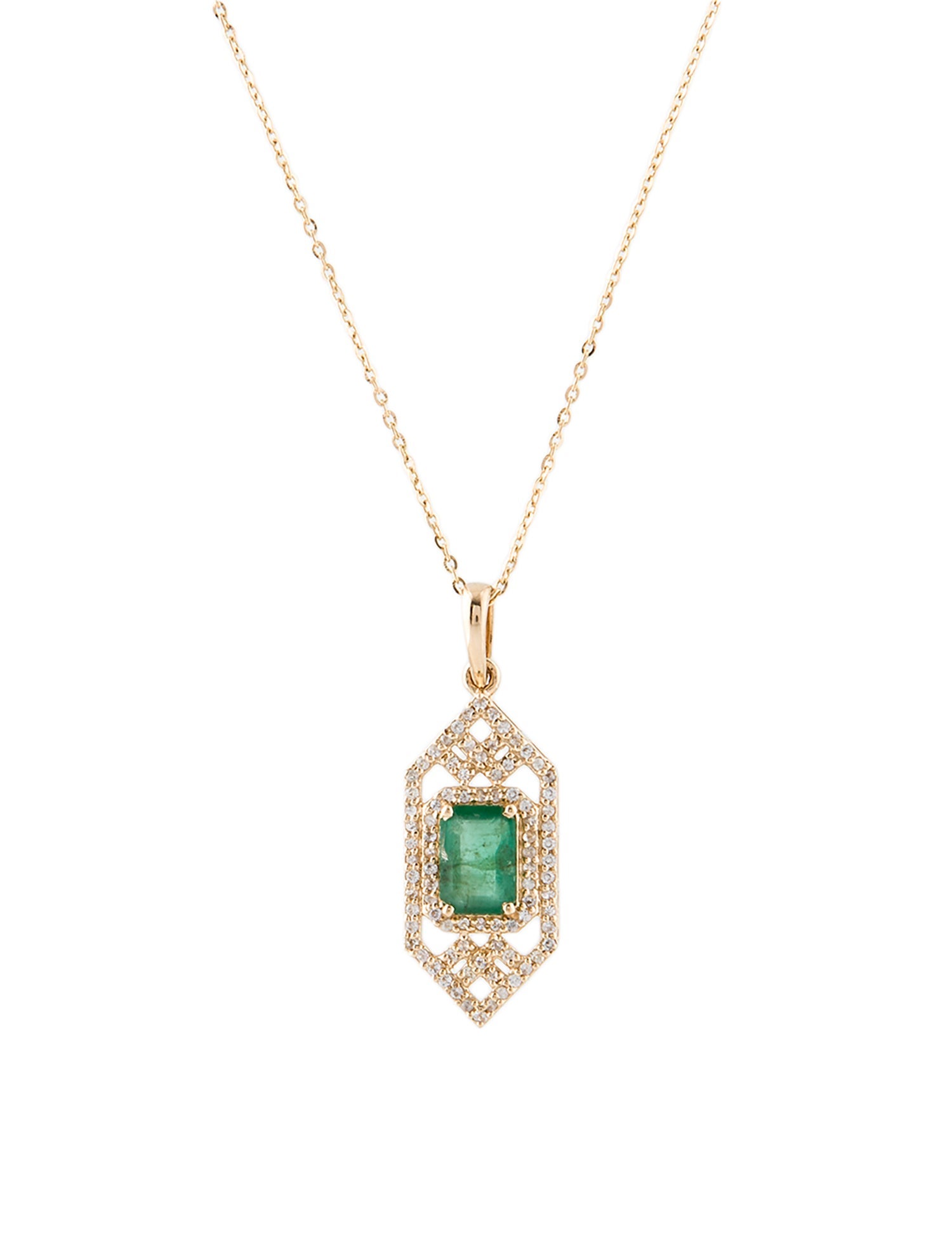 Pendant 14K Emerald & Sapphire Pendant Necklace