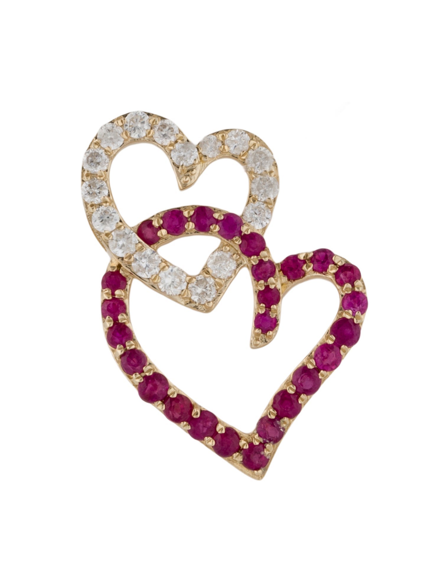 Pendant 14K Ruby & Diamond Interlocking Hearts Pendant