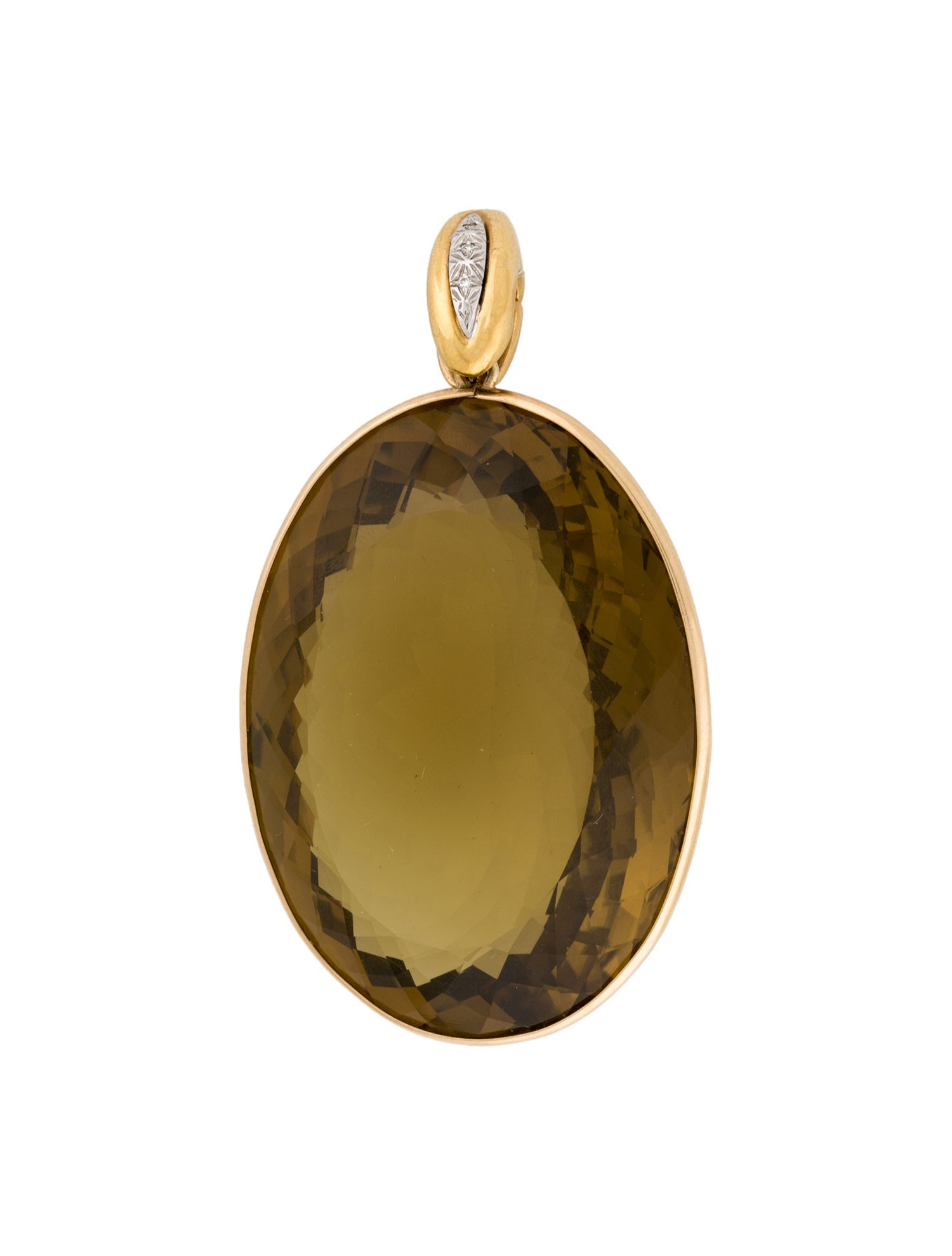 Pendant 14K 388.91ctw Smokey Quartz & Diamond Pendant