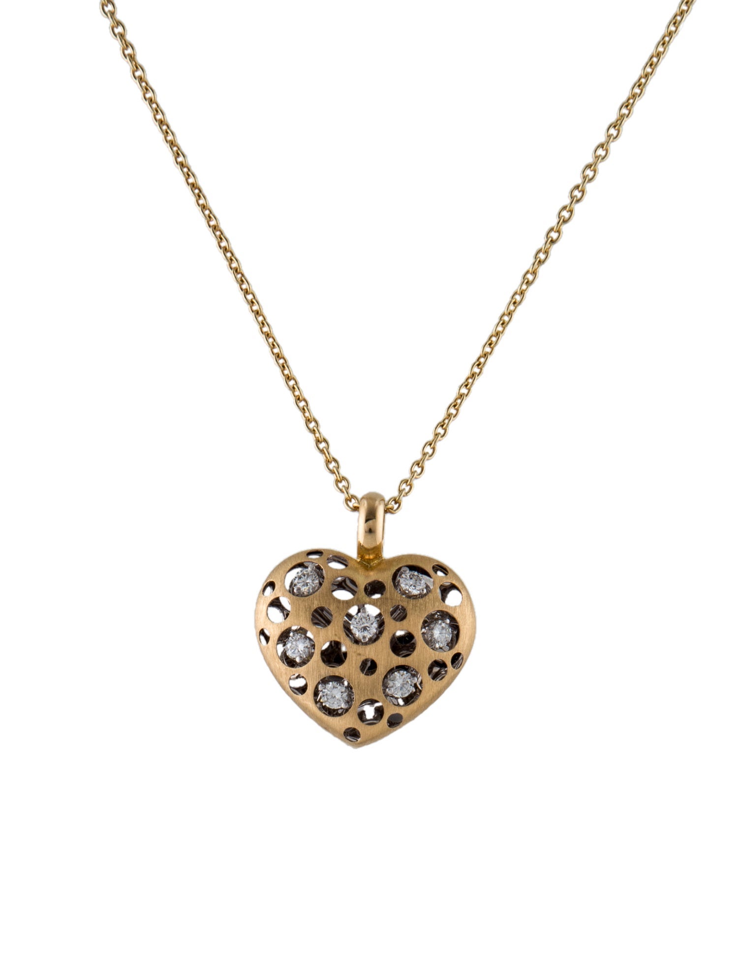 Pendant Natasha C 18K Diamond Puffed Heart Pendant Necklace
