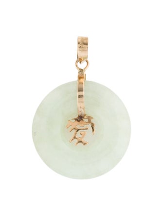 Pendant 14K Jadeite Circle Pendant