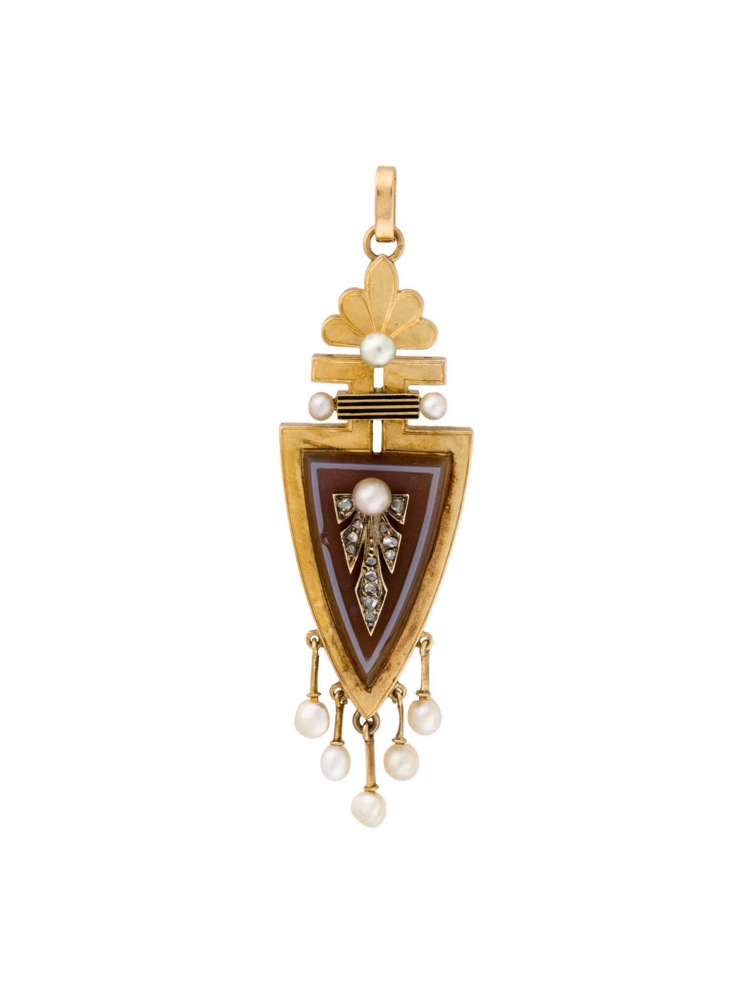 Pendant Victorian 18K Pearl, Diamond & Sardonyx Pendant
