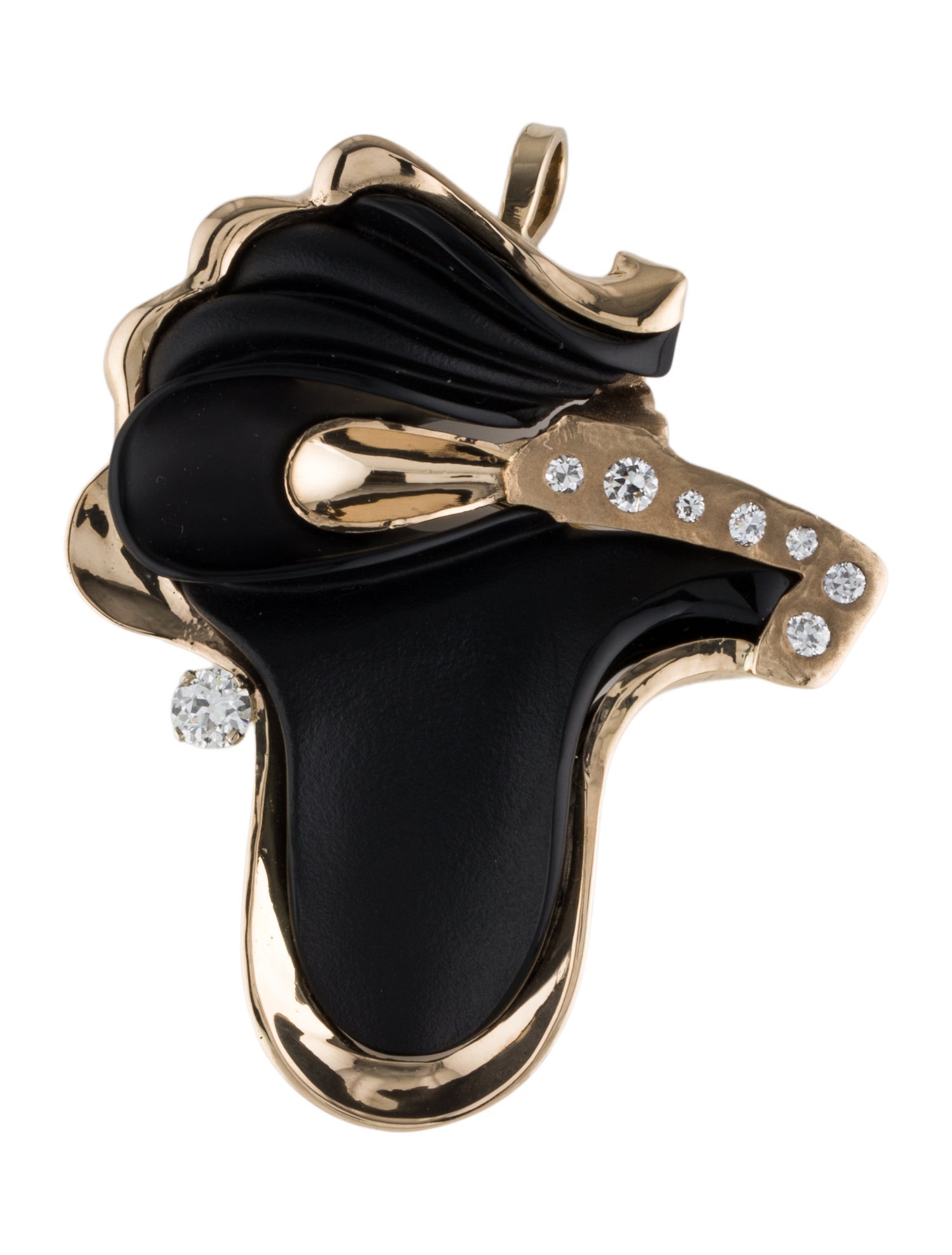 Pendant Steve Walters 14K Onyx & Diamond Africa Brooch
