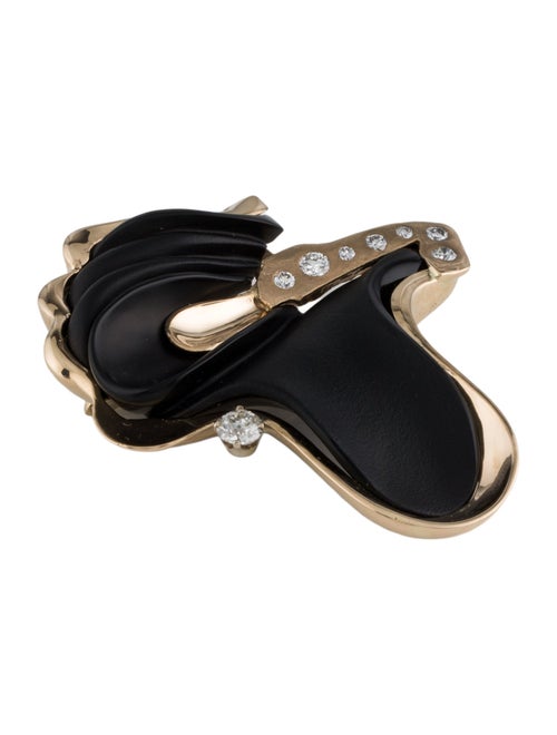 Pendant Steve Walters 14K Onyx & Diamond Africa Pendant Brooch