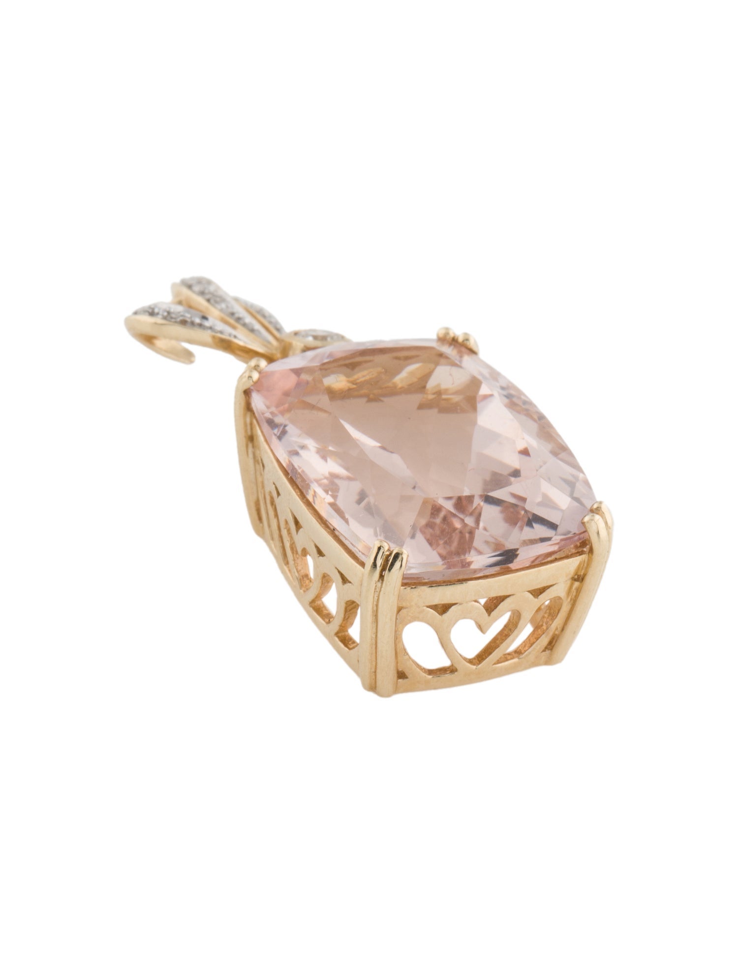Pendant 14K 20.34ct Morganite & Diamond Pendant