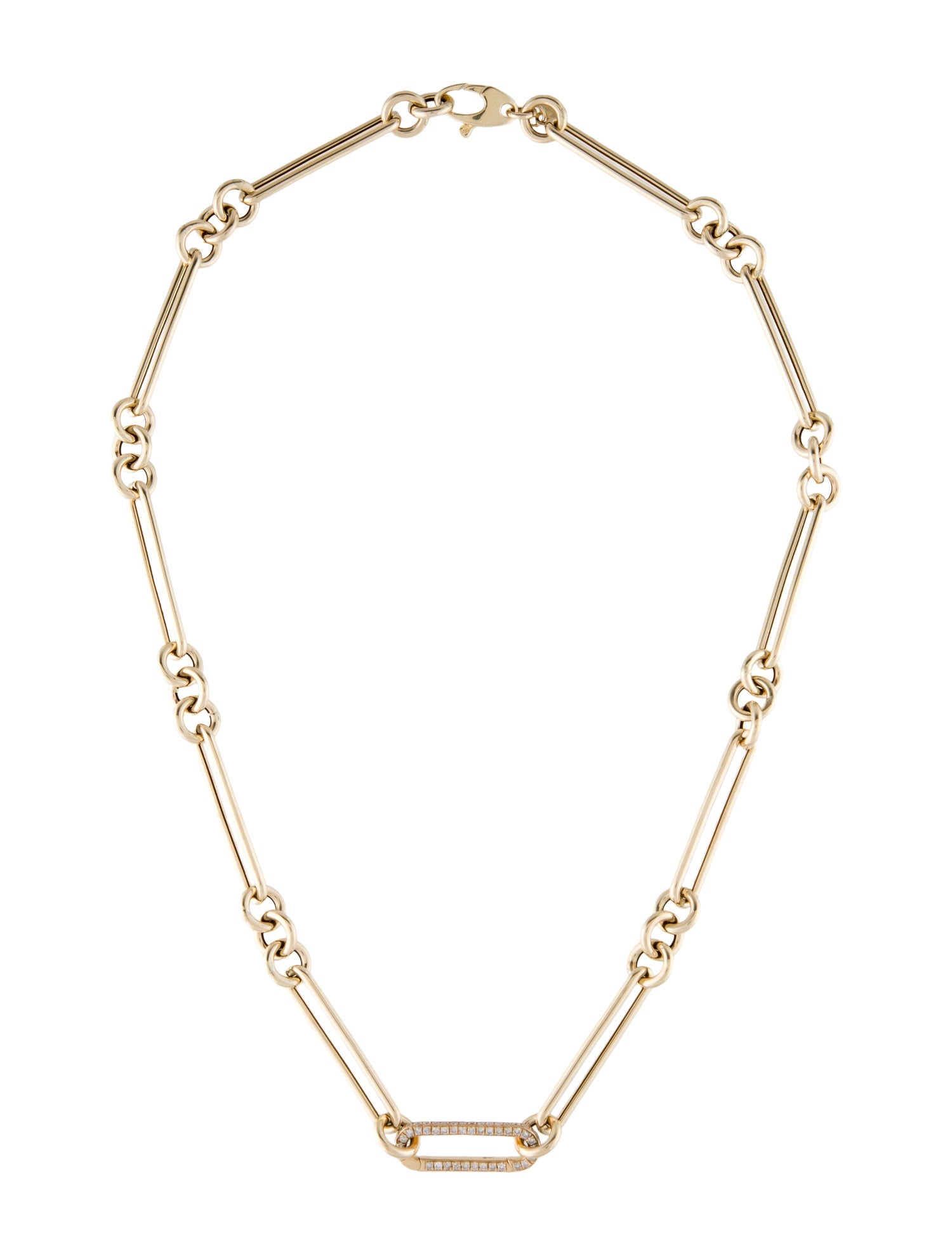 Pendant 14K Diamond Station Figaro Link Chain Necklace