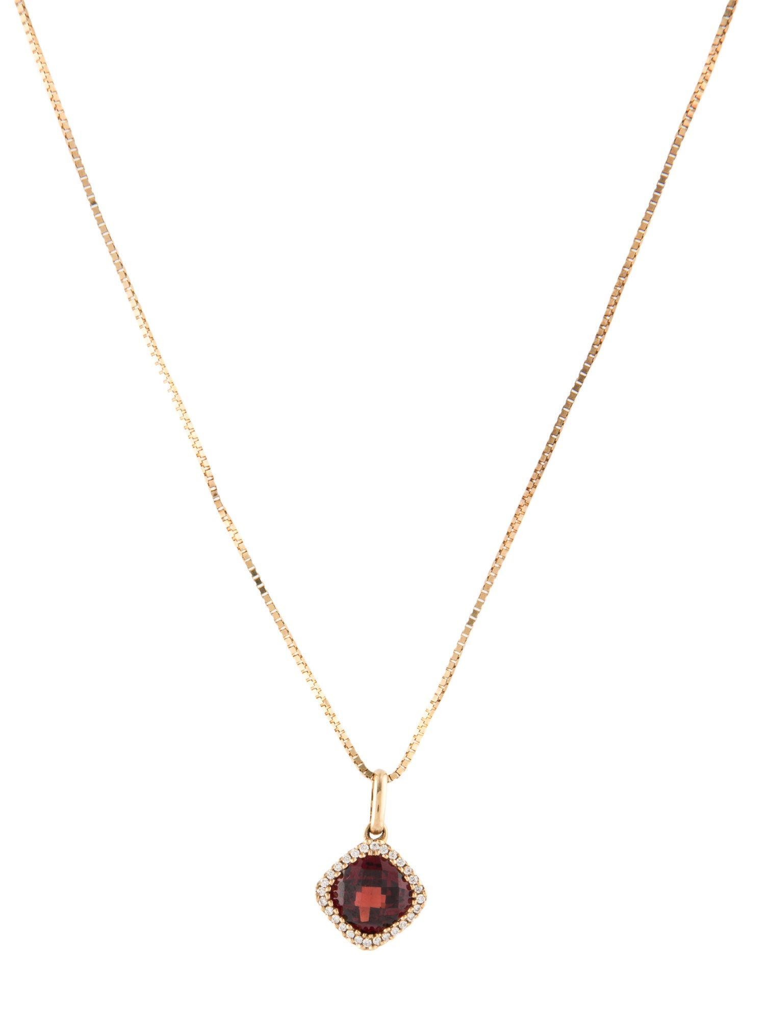 Pendant 14K Garnet & Diamond Necklace