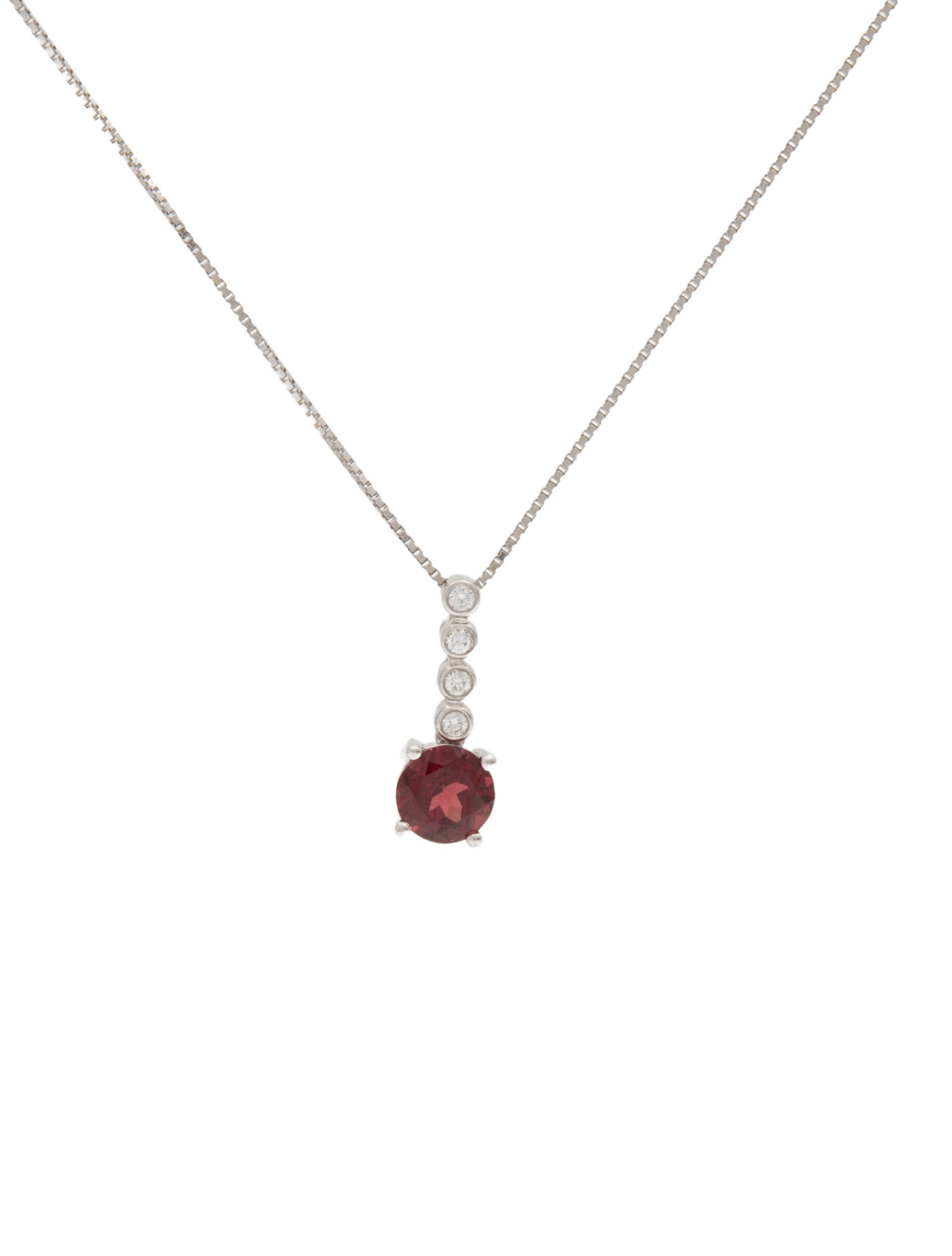 Pendant 14K 1.64Ct Garnet & Diamond Pendant Necklace