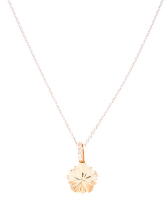Pendant 14K Quartz & Diamond Clover Pendant Necklace