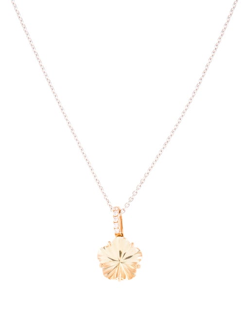 Pendant 14K Quartz & Diamond Clover Pendant Necklace