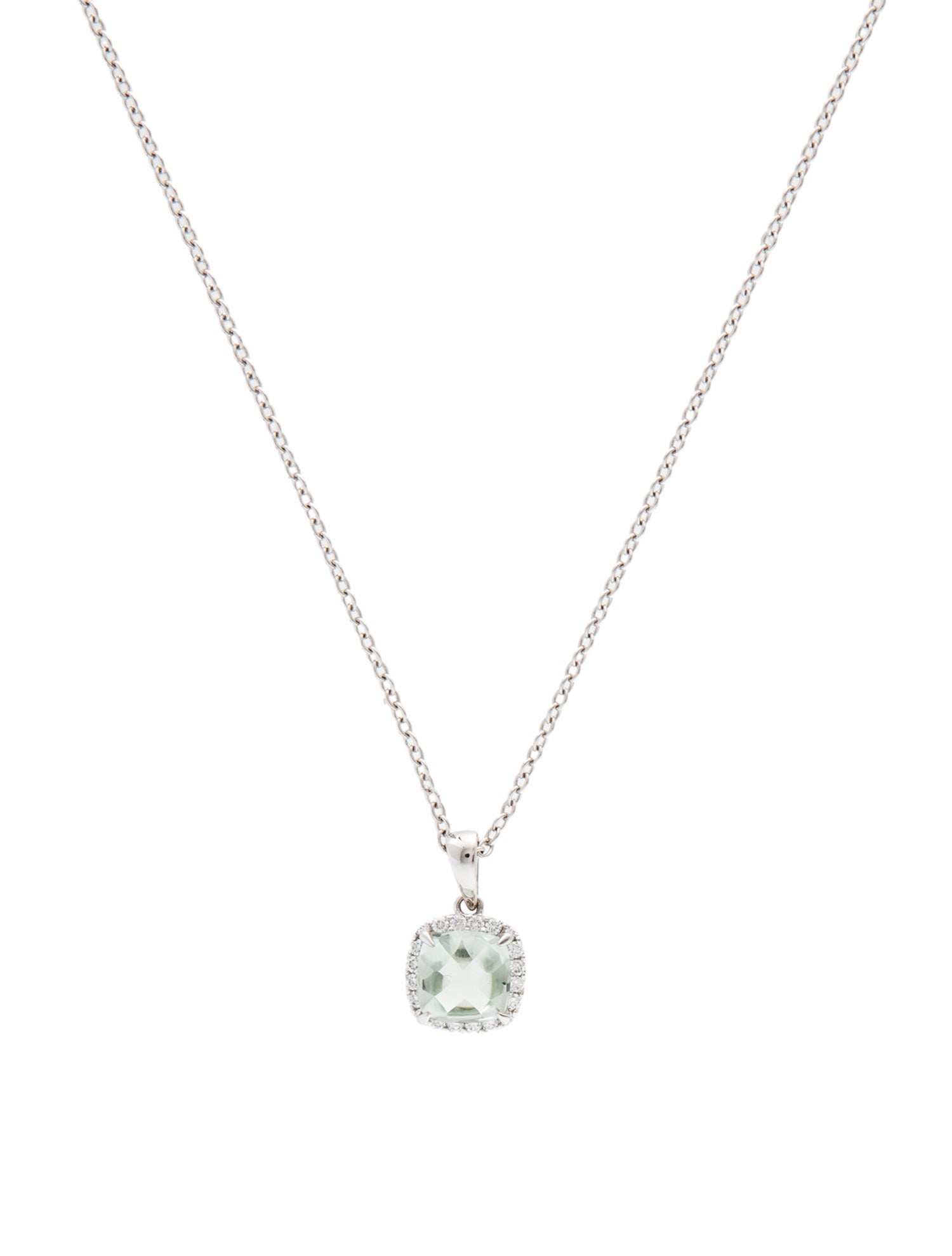 Pendant 14K Prasiolite & Diamond Pendant Necklace