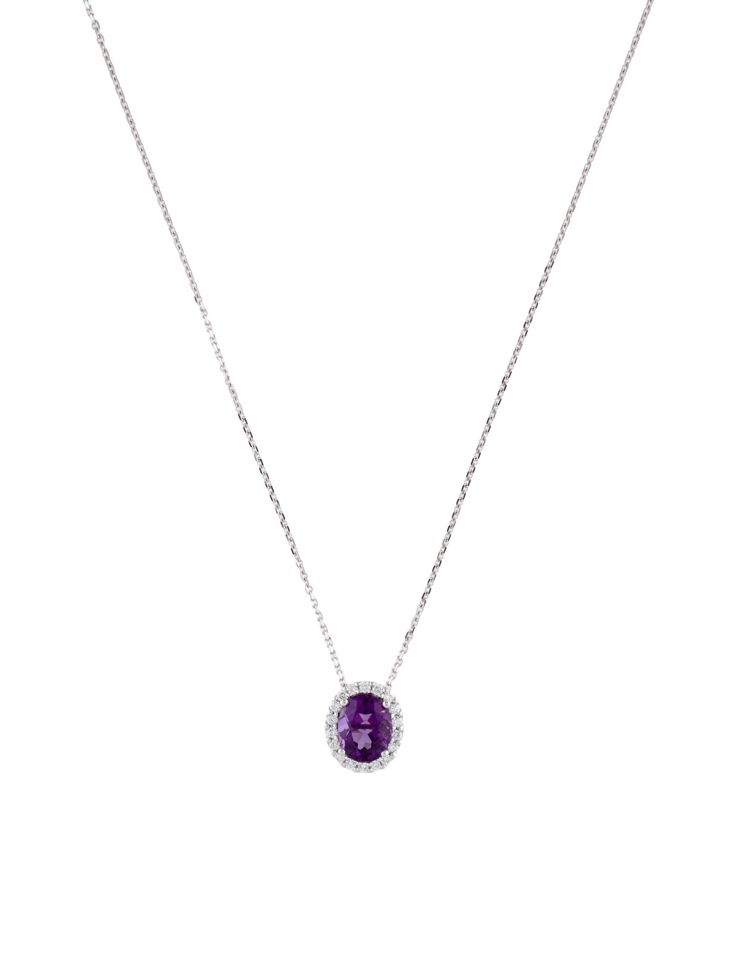 Pendant 14K Amethyst & Diamond Pendant Necklace