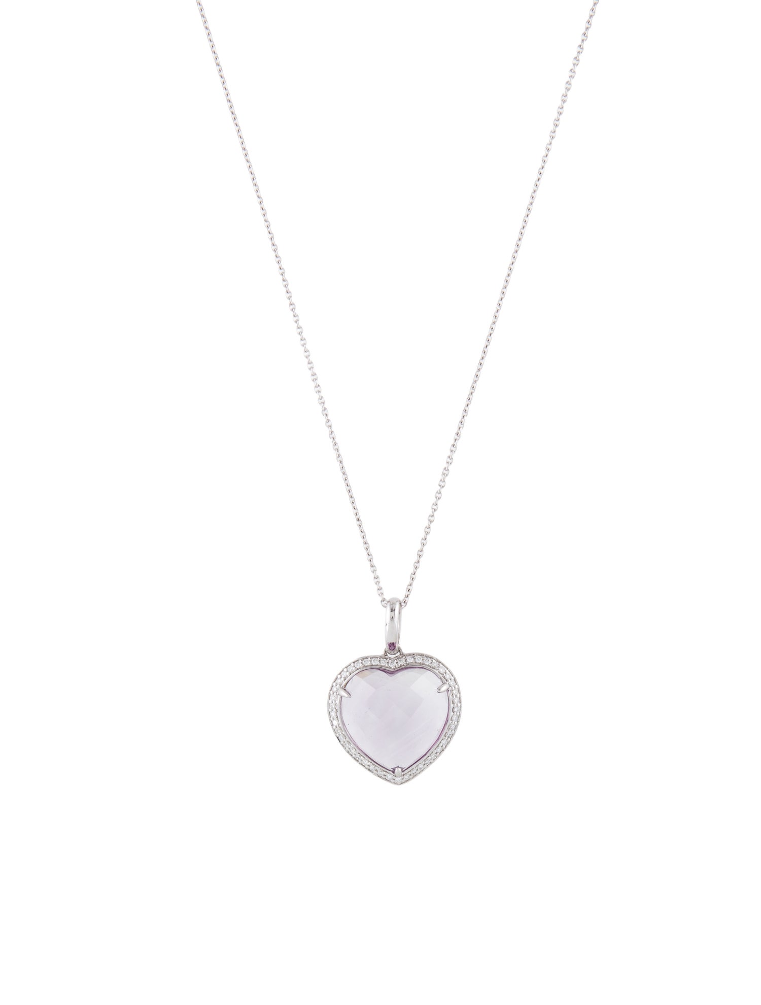 Pendant 14K Amethyst & Diamond Heart Pendant Necklace
