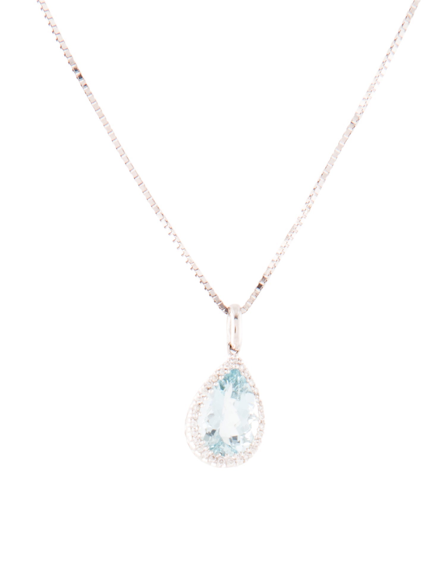 Pendant 18K Aquamarine & Diamond Pendant w/14K Chain