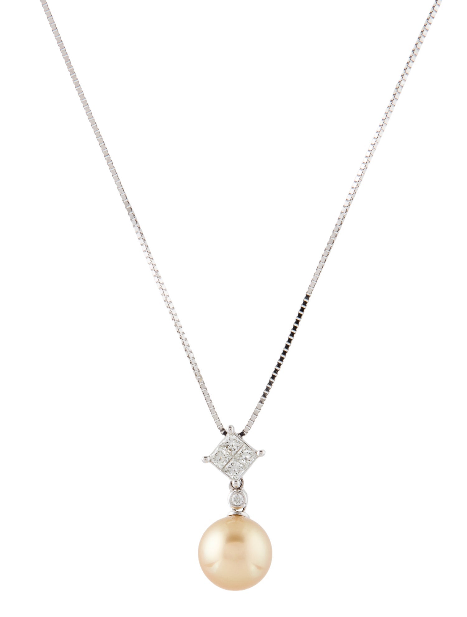 Pendant 14K Pearl & Diamond Pendant Necklace