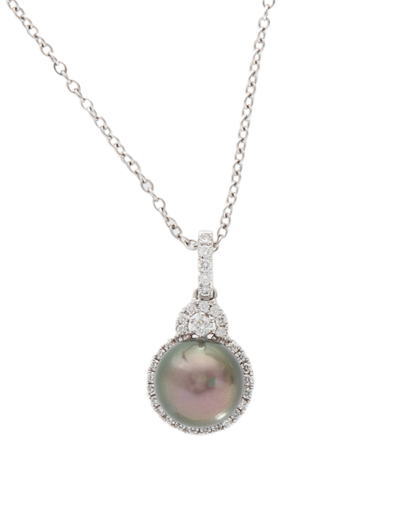 Pendant 14K Pearl & Diamond Pendant Necklace