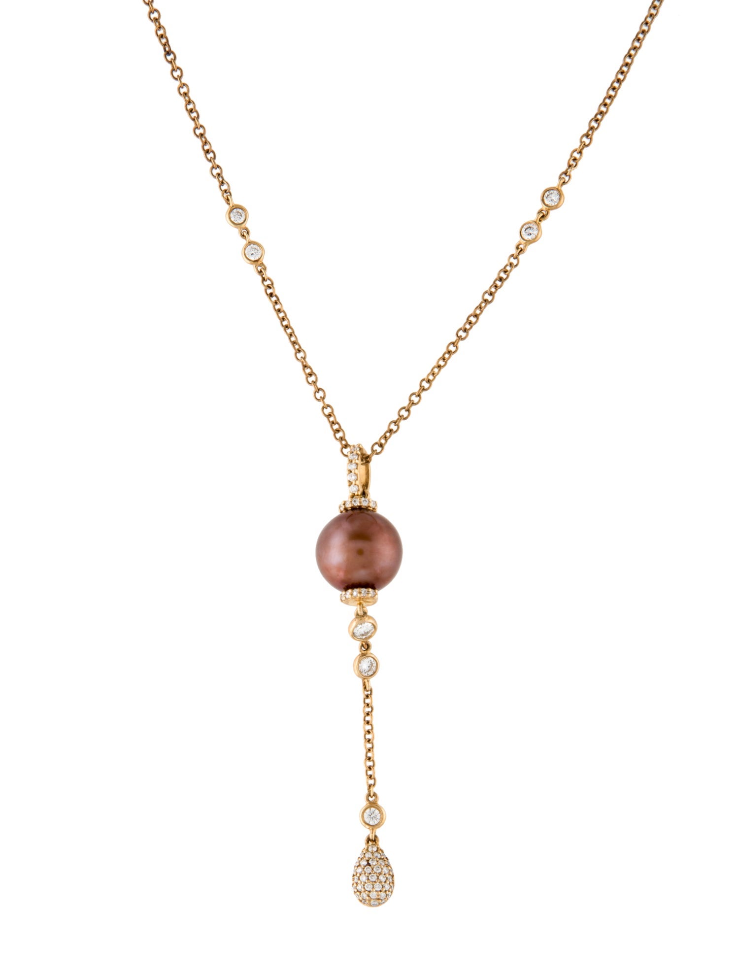 Pendant 14K Pearl & Diamond Pendant Necklace