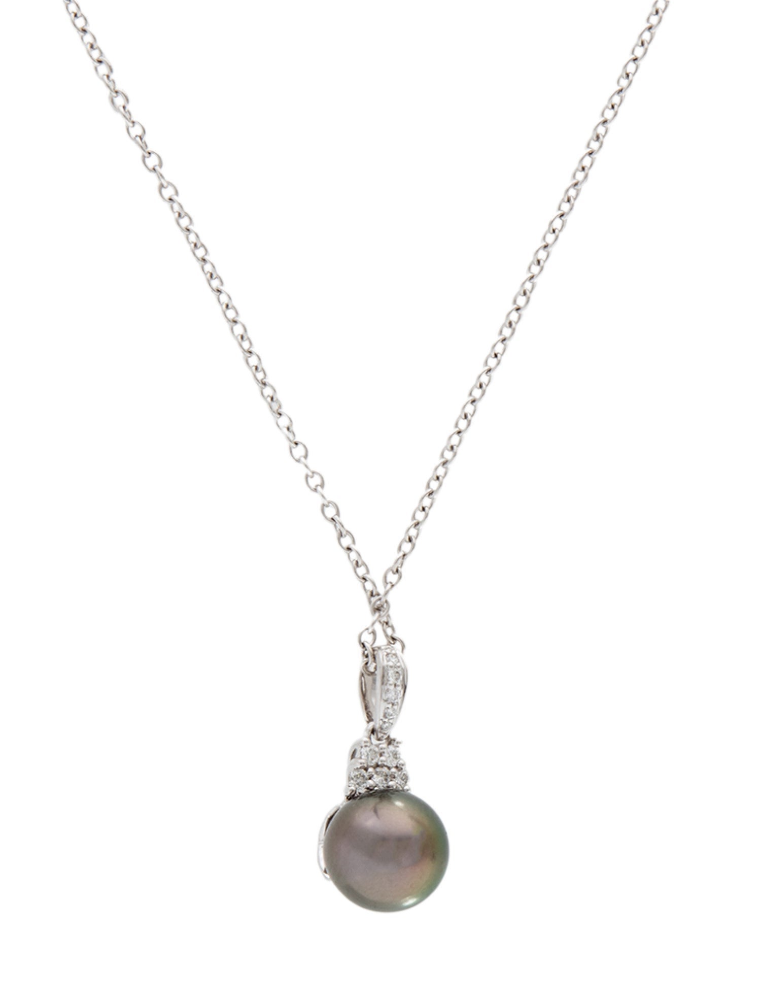 Pendant 14K Pearl & Diamond Pendant Necklace