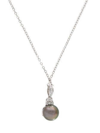 Pendant 14K Pearl & Diamond Pendant Necklace