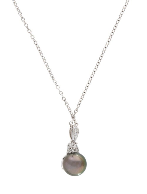 Pendant 14K Pearl & Diamond Pendant Necklace