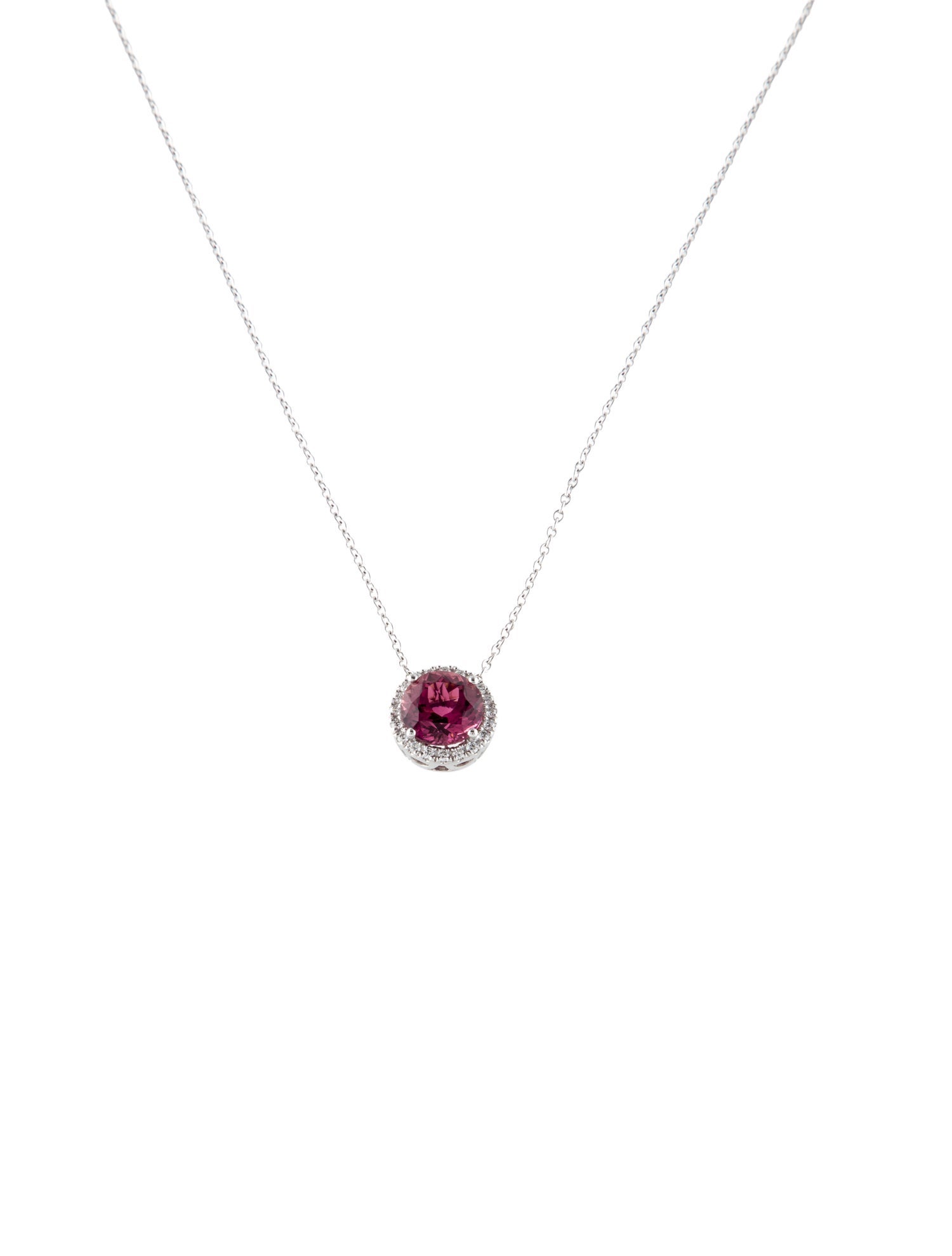 Pendant 14K 3.60ct Tourmaline & Diamond Pendant Necklace