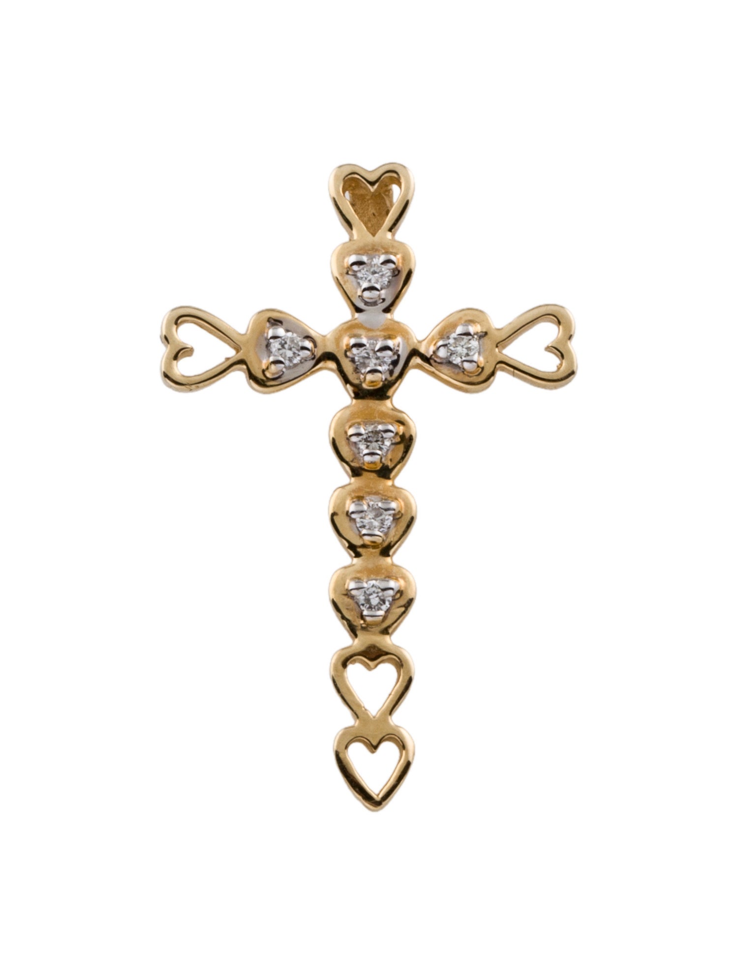 Pendant 14K Diamond Heart Cross Pendant