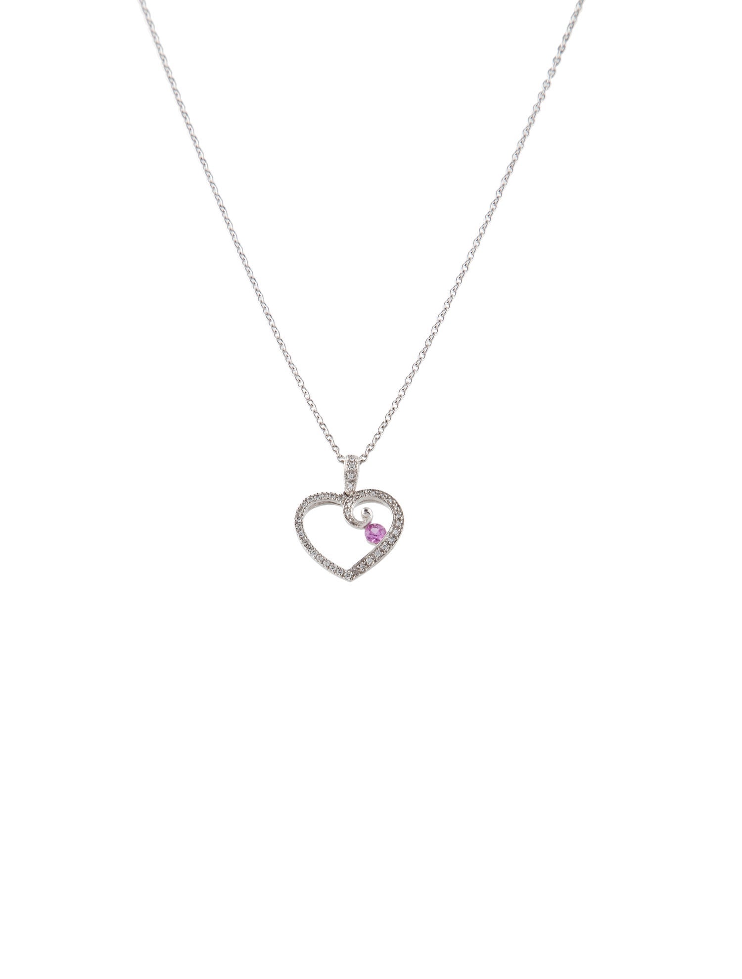 Pendant Sapphire & Diamond Heart Pendant Necklace
