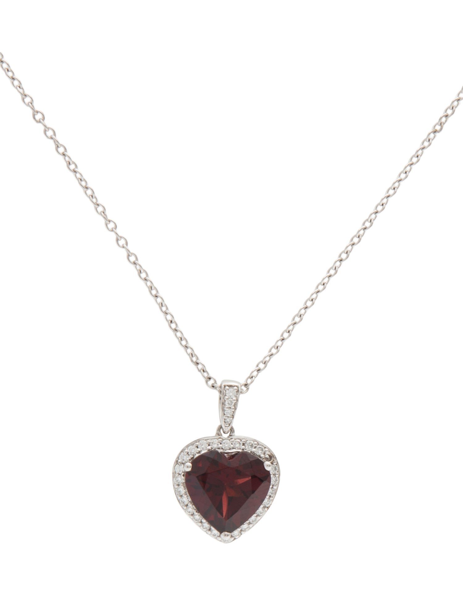 Pendant 14K 6.00ctw Garnet & Diamond Heart Pendant Necklace