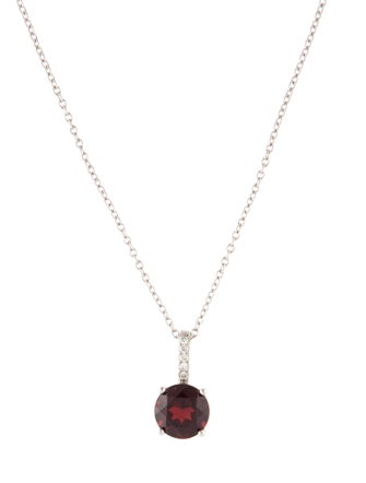 Pendant 14K Garnet & Diamond Pendant Necklace