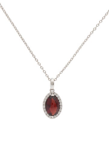 Pendant Necklace 14K Garnet & Diamond