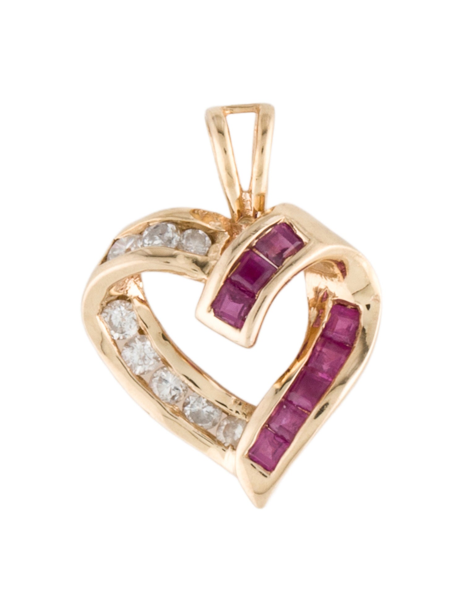 Pendant 14K Ruby & Diamond Heart Pendant