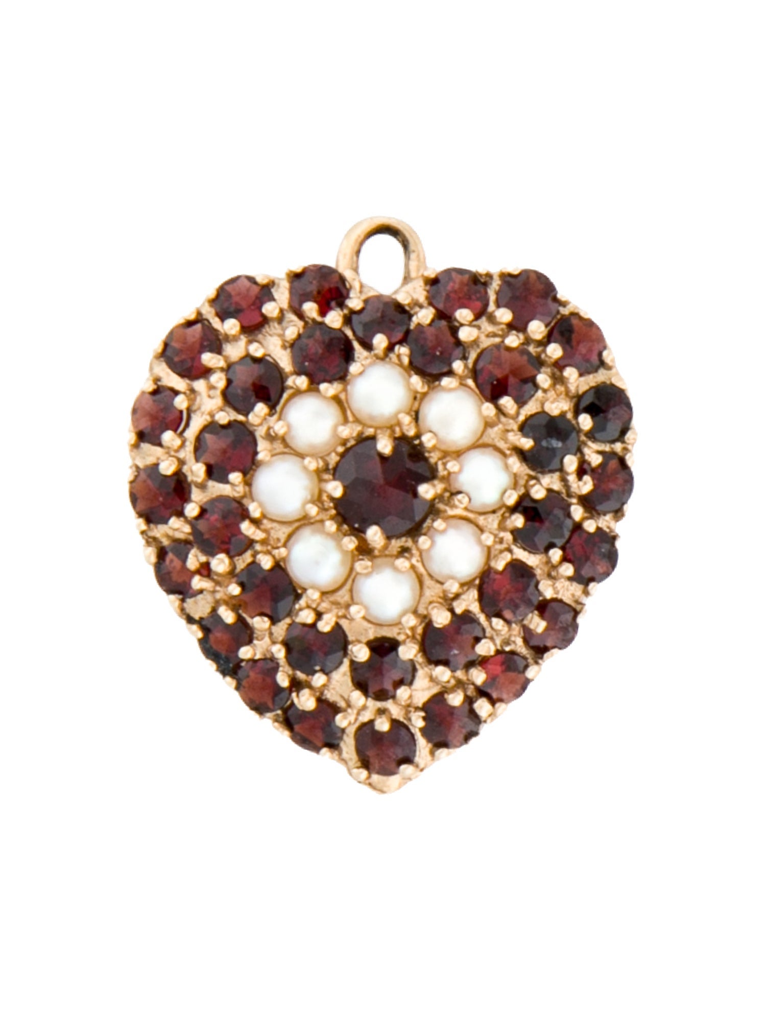 Pendant 14K Pearl & Garnet Heart