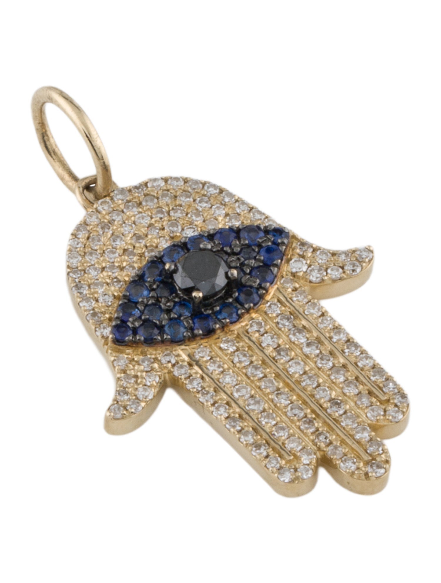 Pendant 14K Diamond & Sapphire Chamsa Pendant