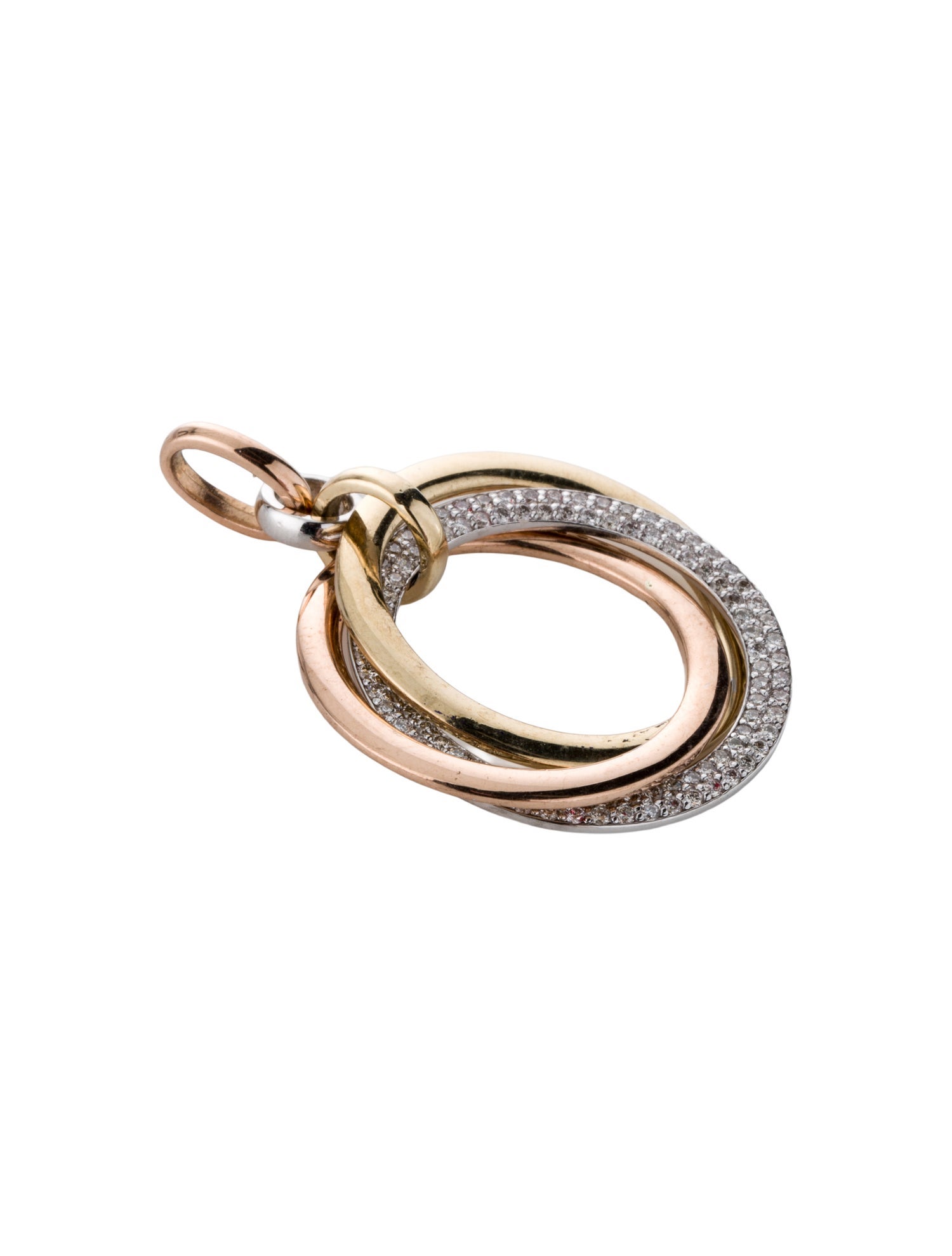 Pendant 14K Tri-Color Diamond Circle Pendant