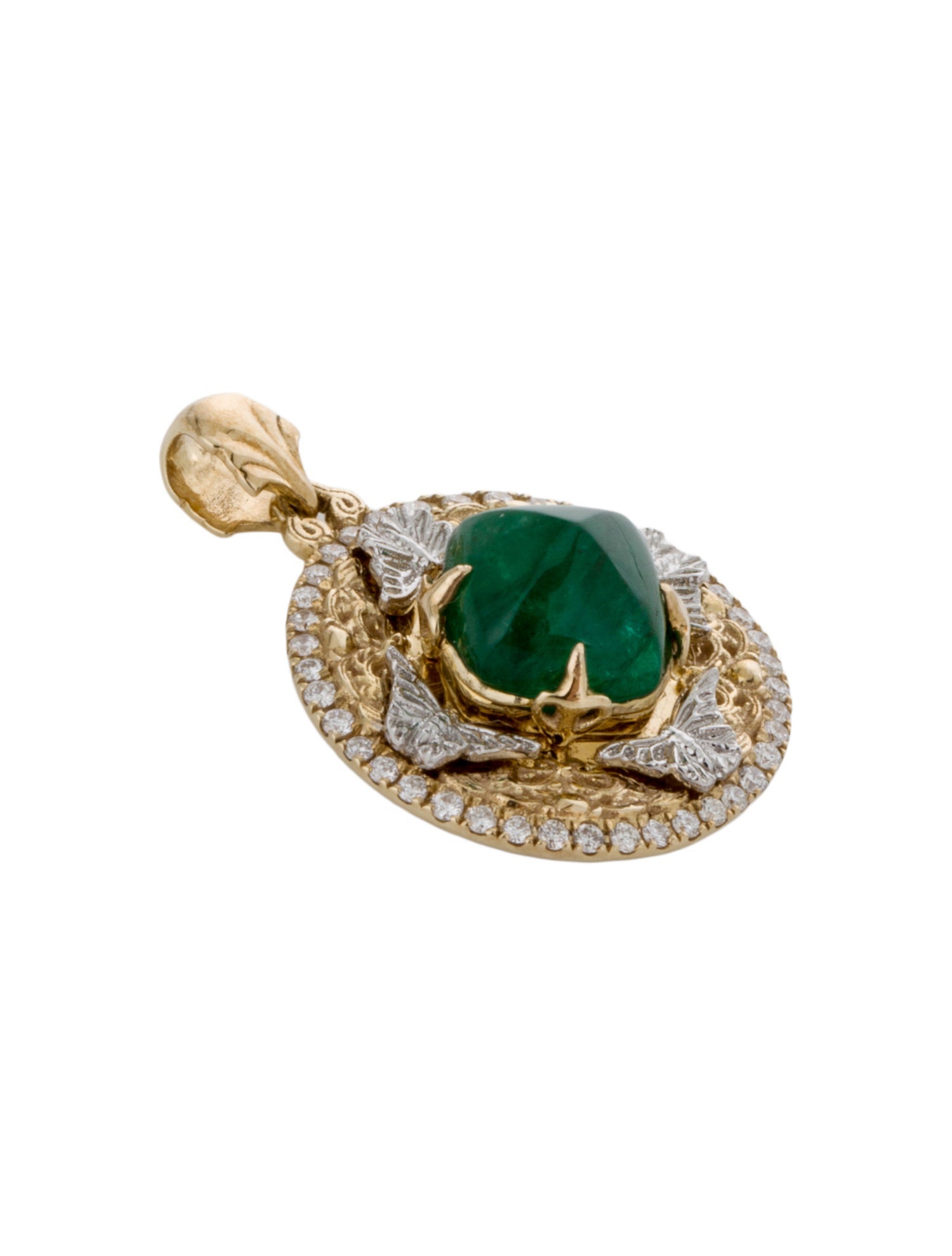 Pendant 14K Emerald & Diamond Butterfly Pendant