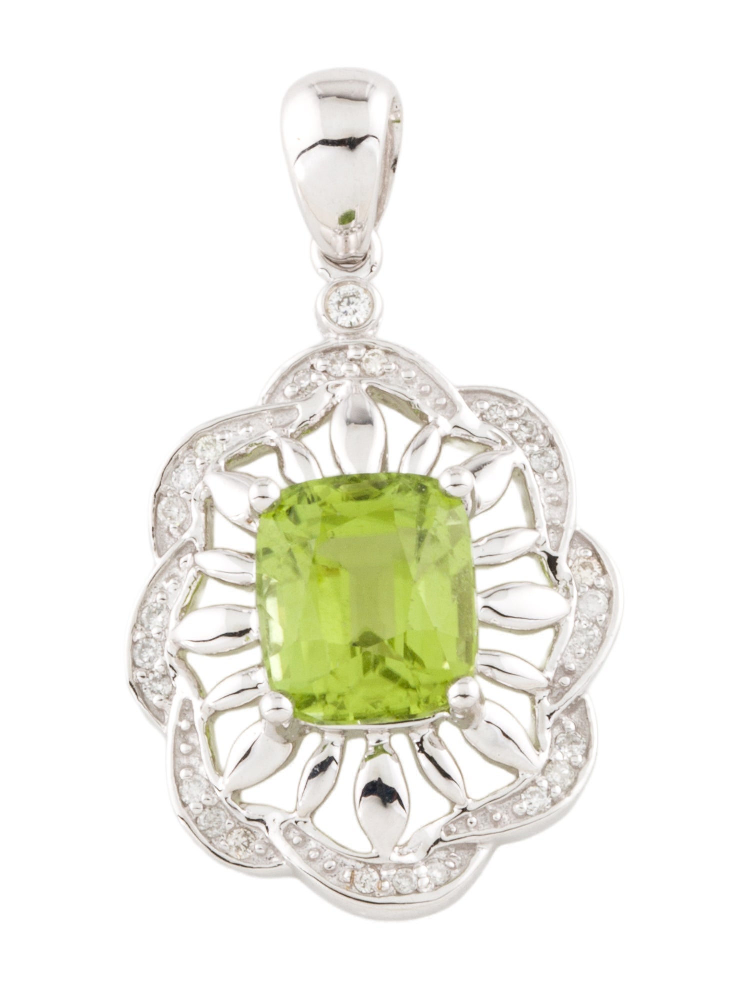Pendant 14K 2.61ct Peridot & Diamond Pendant