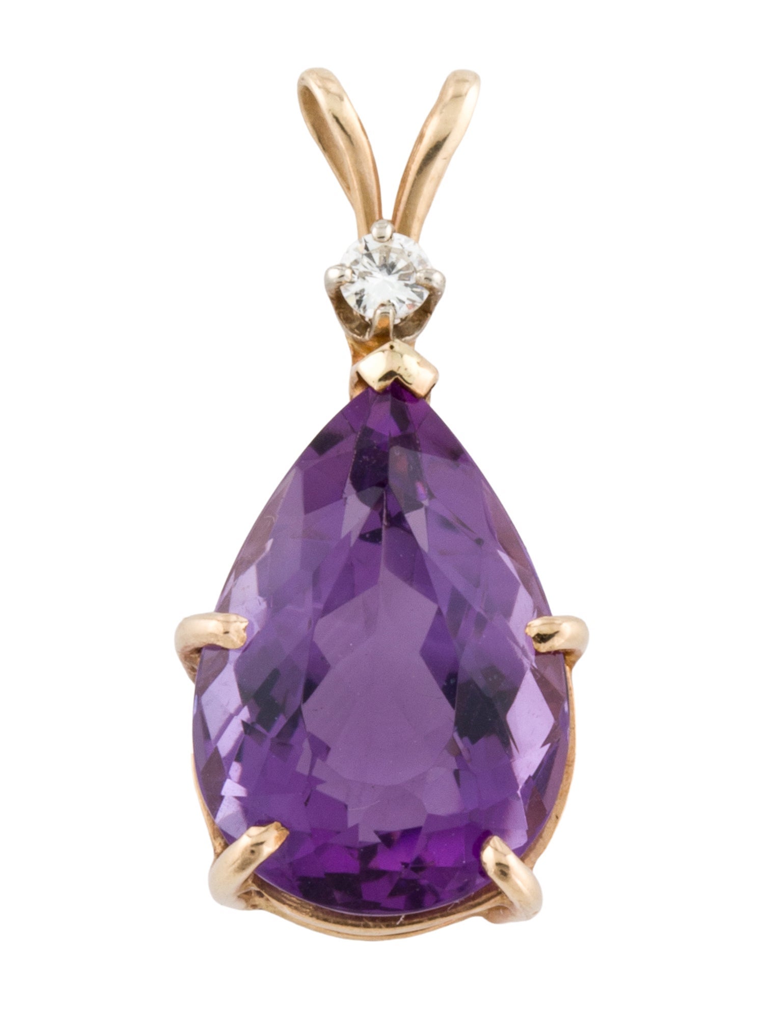 Pendant 14K 7.65ct Amethyst & Diamond Pendant